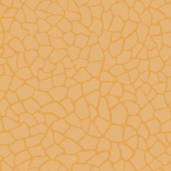 Giraffe skin color seamless pattern with fashion animal print for continuous replicate. Chaotic mosaic peach pieces on mustard background. Wrapping paper, funny textile fabric print,design,decor