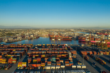 Cargo containers ready to be shipped at Long Beach port in California USA