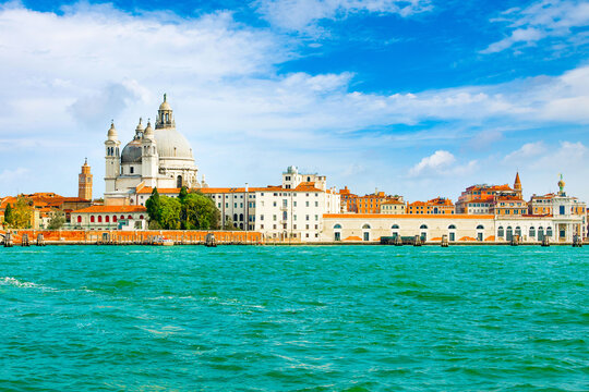Vanice, Italy - June 10, 2019: Grand Canal and Basilica Santa Maria della Salute
