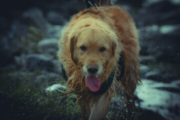 golden retriever at the water´s edge