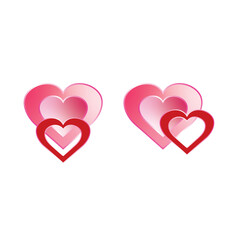 Double hearts set - two heart icons together