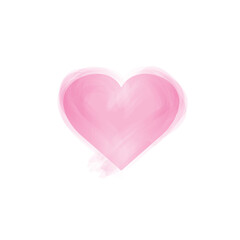 Watercolor pink heart illustration isolated on white