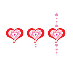 Pink and red heart illustrations - set of 3