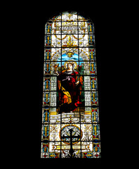 Beautiful mosaic inside a Catholic church in a small town Sombor, Serbia, Editorial shot taken on  24.03.2017.