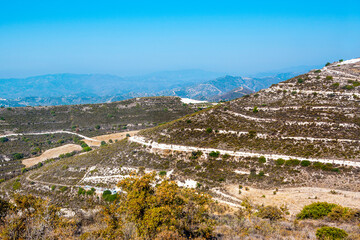 Beautiful landscape of green hills og Troodos mountain, Cyprus