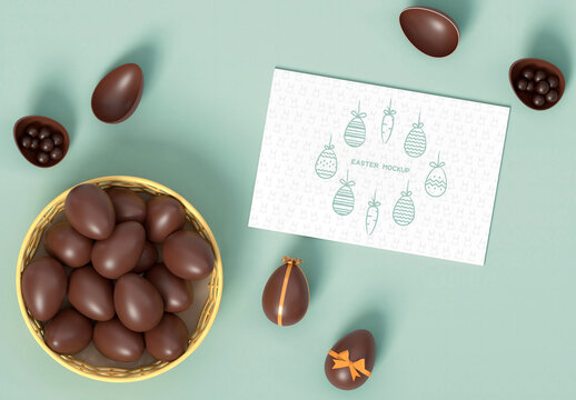 Easter Card with Eggs Mockup