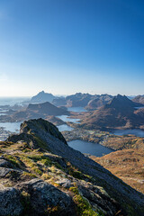 View from the Fløya mountain over mountains and the sea