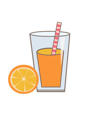 Glass of orange juice and orange