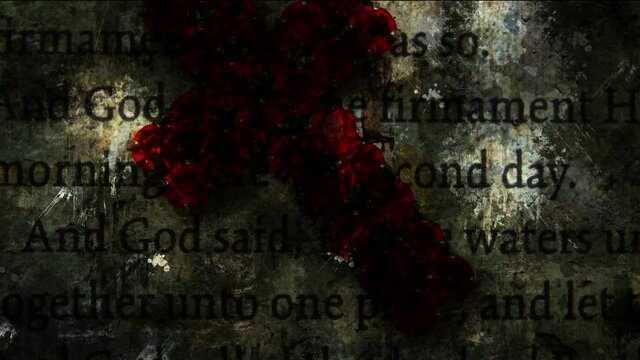 Cross of Jesus on bible grunge concept