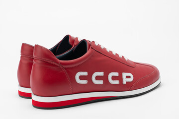 red shoes with the inscription of the USSR on a white background