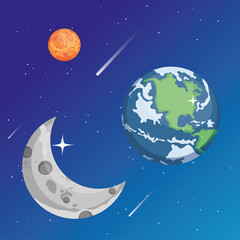 Obraz na płótnie Canvas Space mars moon and earth world vector design