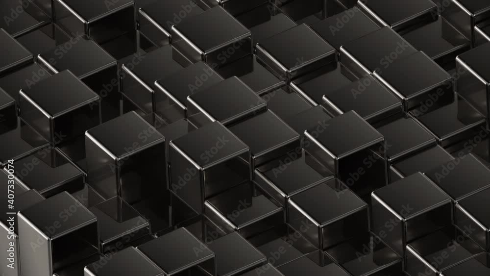 Wall mural abstract metallic grey cubes background. metal cube pattern wall. 3d rendering. projection mapping e