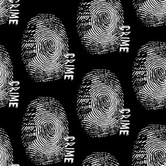 Dactylography seamless pattern. Abstract decorative isolated vector multicolor fingerprint on black background. It can be used as printing on T shirt