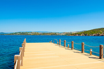 Obraz premium Beautiful Mediterranean landscape with Aegean sea and green hills