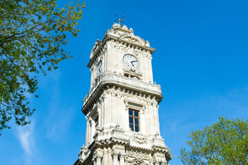 Fototapeta na wymiar Dolmabahce Palace Clock Tower, Istanbul, Turkey