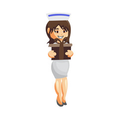 Nurse Woman hospital character clothes healthcare mascot Bring Gift