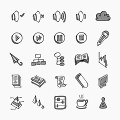 Business vector doodle icons set. Drawing sketch illustration hand drawn line eps10