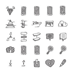 Business vector doodle icons set. Drawing sketch illustration hand drawn line eps10
