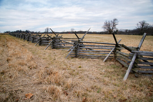 A View Of The American Civil War Battlefield In Gettysburg,