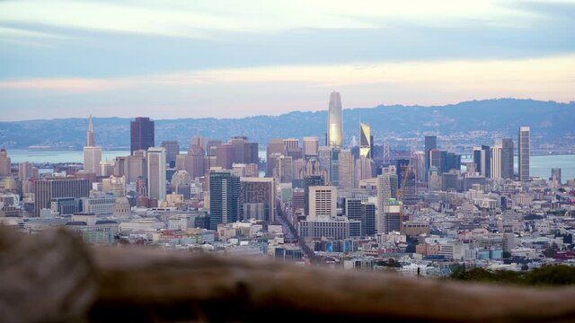 San Francisco city downtown skyline from Twin Peaks, California.
