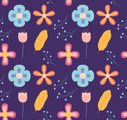 colorful flowers and leaves pattern design