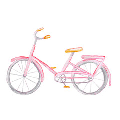 Watercolor illustration for Valentine's Day. Pink bike. Isolated on white.