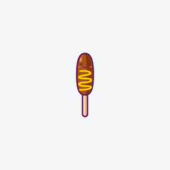 Illustration of Cute Corn Dog Icon - Smiley Emoji Icon Set, Vector Cartoon Illustration.