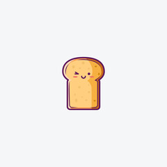 Illustration of Cute Sliced Bread Icon - Smiley Emoji Icon Set, Vector Cartoon Illustration.