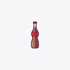 Illustration of Cute Soda Bottle Icon - Smiley Emoji Icon Set, Vector Cartoon Illustration.