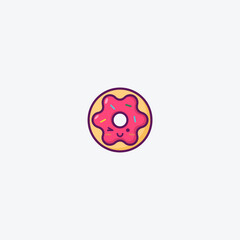 Illustration of Cute Donuts Icon - Smiley Emoji Icon Set, Vector Cartoon Illustration.