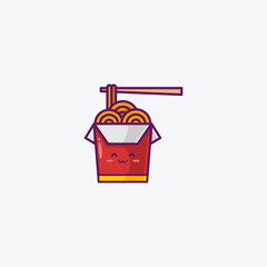 Illustration of Cute Instant Noodles Icon on a White Background -  Kawaii Icon 