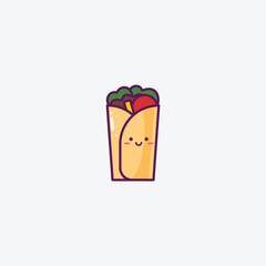 Illustration of Cute Kebab Icon - Smiley Emoji Icon Set, Vector Cartoon Illustration.