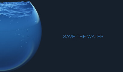 Save water concept design 3d illustration on flat background