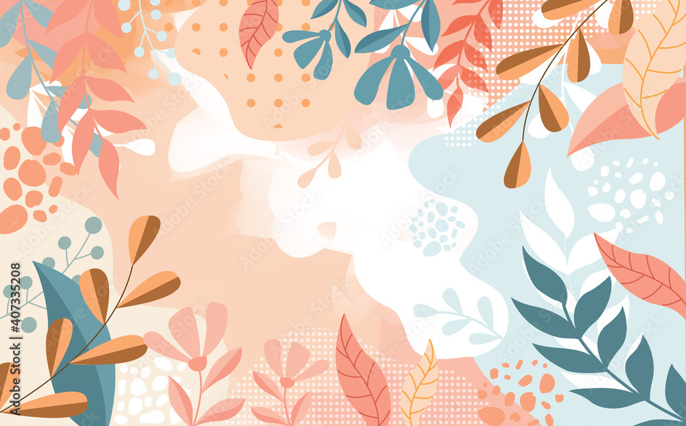 Fototapete design banner frame flower spring background with beautiful. flower background for design. colorful 