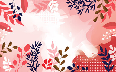 Design banner frame flower Spring background with beautiful. flower background for design. Colorful background with tropical plants. Place for your text.