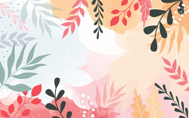 Design banner frame flower Spring background with beautiful. flower background for design. Colorful background with tropical plants. Place for your text.