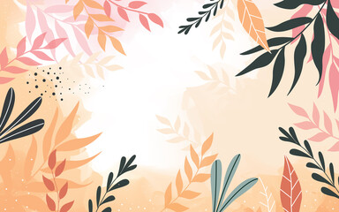 Fototapeta premium Design banner frame flower Spring background with beautiful. flower background for design. Colorful background with tropical plants. Place for your text.