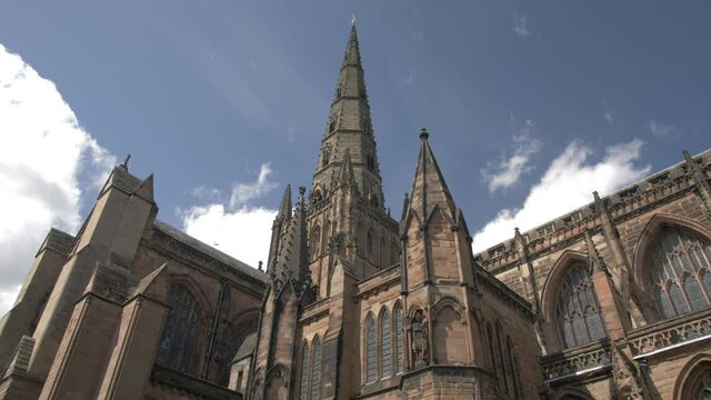 Lichfield Cathedral on sunny day in summer, Lichfield, Staffordshire, England, United Kingdom, Europe