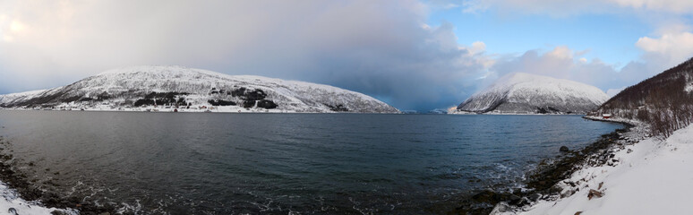 Landschaft im Winter, Kvaloya, Norwegen