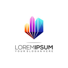 Modern Home Construction Colorful Logo Template