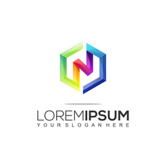 Modern Rectangular Letter N Colorful Logo Template