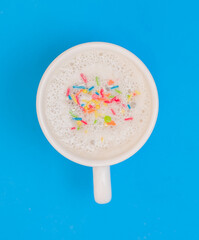 ice cream in a cup, latte with decoration top view