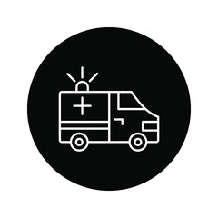 ambulance cute car outline icon editable stroke design on white background