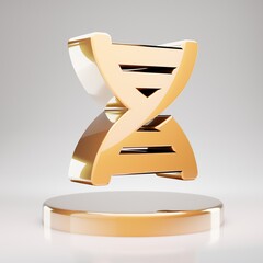 DNA icon. Yellow Gold DNA symbol on golden podium.