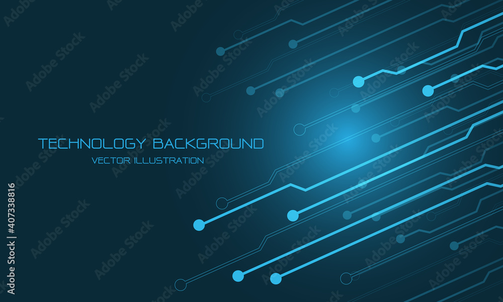 Wall mural abstract blue technology cyber circuit futuristic with blank space for text design modern vector bac
