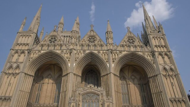 Peterborough Cathedral from Dean's Crescent, Peterborough, Cambridgeshire, England, United Kingdom, Europe
