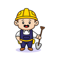 Cute male kid with construction worker costume