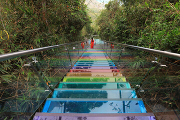 Sea view glass trestle building scenery, Sanya City, Hainan Province, China