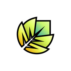 elegant leaf logo flat design colorful, nature, and environment template