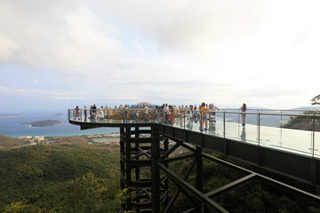 Sea view glass trestle building scenery, Sanya City, Hainan Province, China